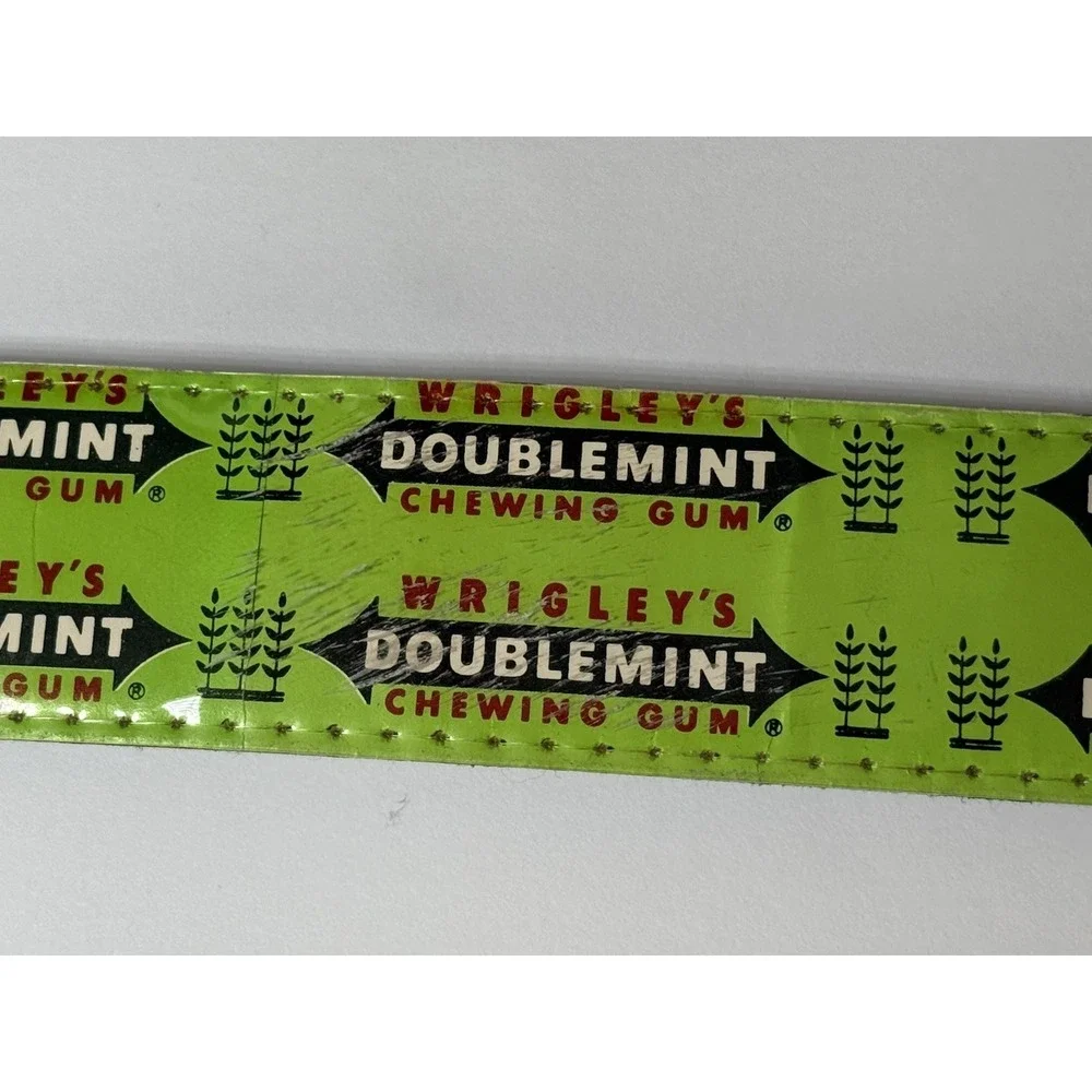 VTG Original Wrigleys Doublemint Gum Belt Green W/ Clear Buckle Size M 36